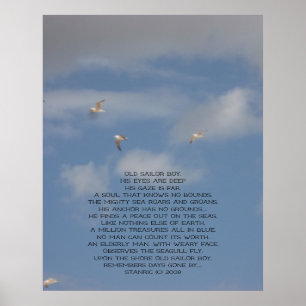 POSTER OLD SAILOR BOY POEM  ON PHOTOGRAPH