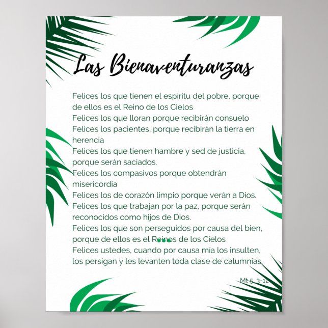 Poster oración de las Bienaventuranzas  (Front)
