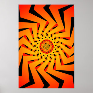 Poster: Orange Spiral Pattern: Vector Drawing Poster