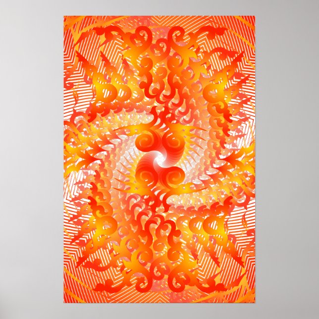 Poster: Orange Spiral Pattern: Vector Drawing Poster (Front)