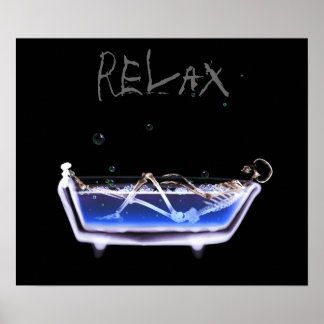 Poster- Original Relax X-Ray Skeleton Bath Time Poster