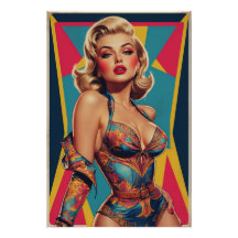 Poster Pin-up Blonde Pop Art
