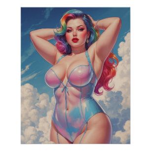 Poster Pin-Up Hair Arc-en-Ciel in Clouds