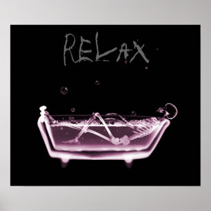 Poster- Pink Relax X-Ray Skeleton Bath Time Poster