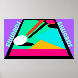 POSTER ~ POOL ~ BILLIARDS IN ABSTRACT ~ CUE BALL