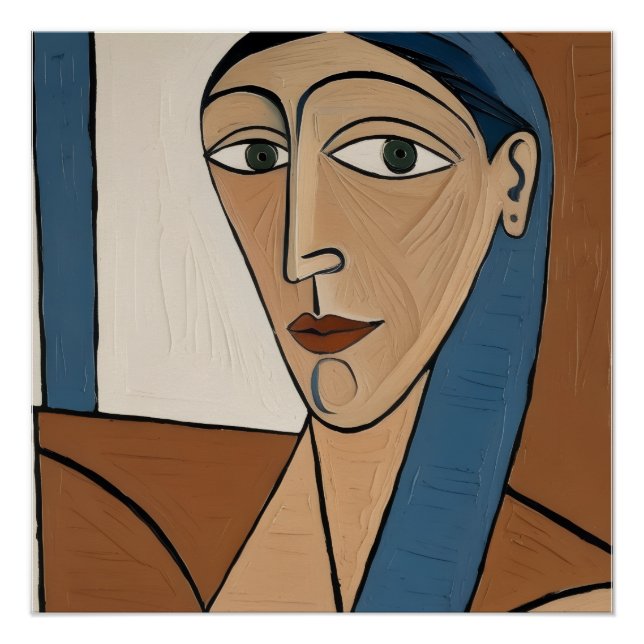 Poster Portrait Cubiste Moderne - Femme Élégante  (Front)