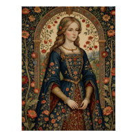 Poster Portrait Lady in Middle Ages Renaissance Ga