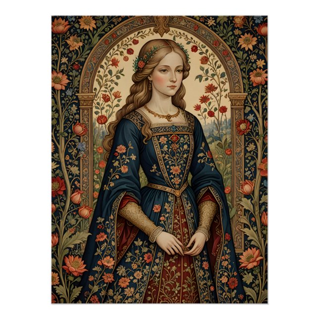 Poster Portrait Lady in Middle Ages Renaissance Ga (Front)
