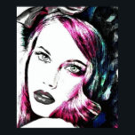 Poster Portrait NFT Pop Art<br><div class="desc">Poster Portrait NFT Pop Art, illustration d'un portrait féminin fashion. Ses cheveux longs retenus par un ruban, ses yeux clairs et sa bouche pulpeuse, elle a tout d'une working girl. Ce portrait est réalisé avec la technique du NFT et retravaillé inspiration Pop Art. Design unique et original, disponible sur plusieurs...</div>