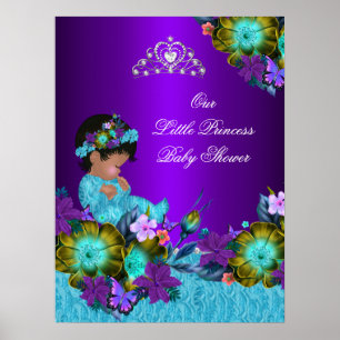 Poster Princess Baby Shower Teal Blue Purple Girl