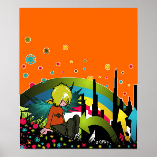 Poster/Print:  Emo Boy Under Muted Rainbow Poster