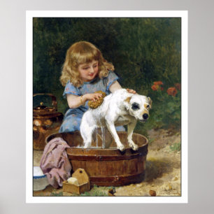 Poster Print: Giving the Dog a Bath - Vintage Art