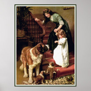 Poster Print:  Good Night - with St. Bernard