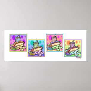 Poster, Print - Pop Art Hot Dog with Chips and a D