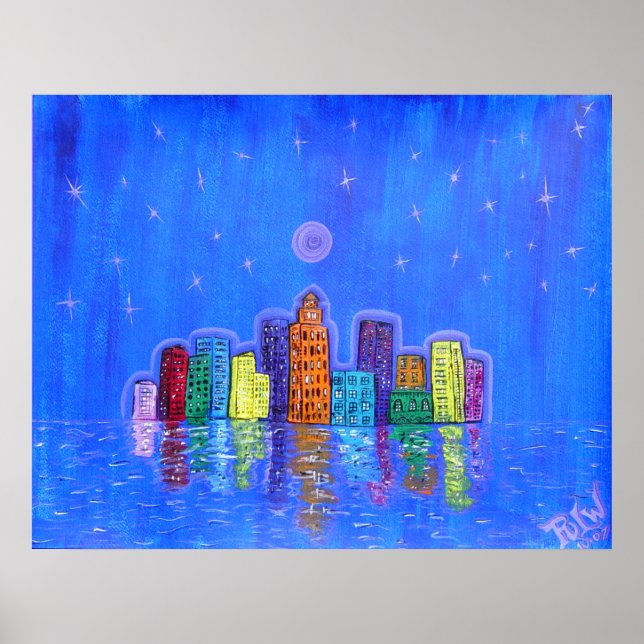 Poster Print -Starry City Night (Front)