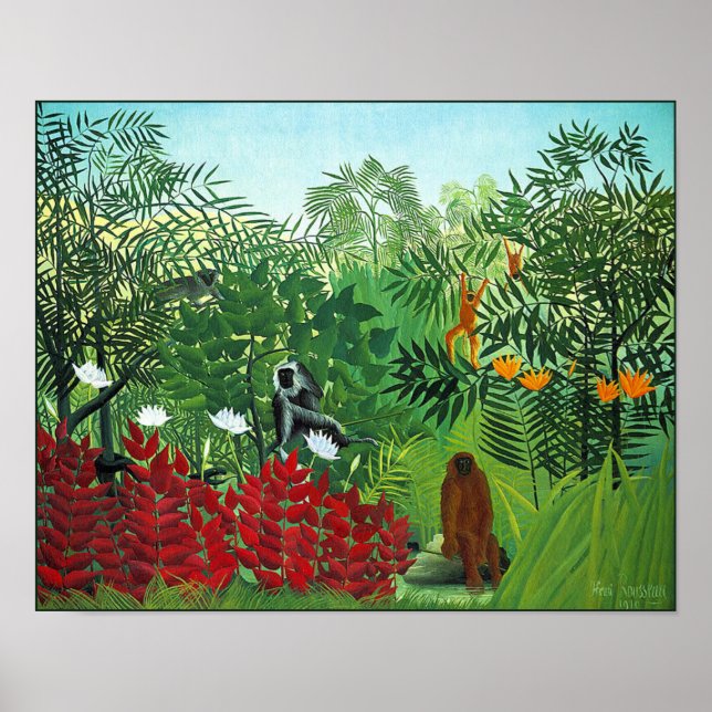 Poster/Print: Tropical Forest with Monkeys Poster (Front)