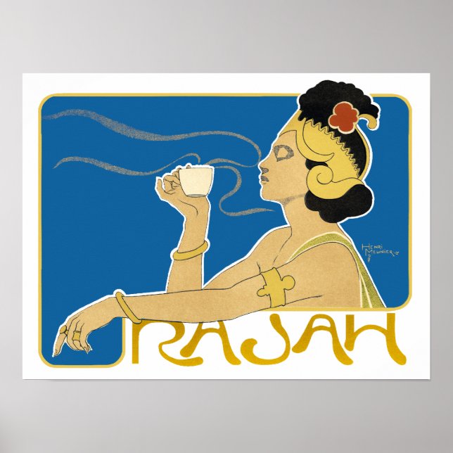 Poster/Print: Vintage Rajah Coffee Poster (Front)
