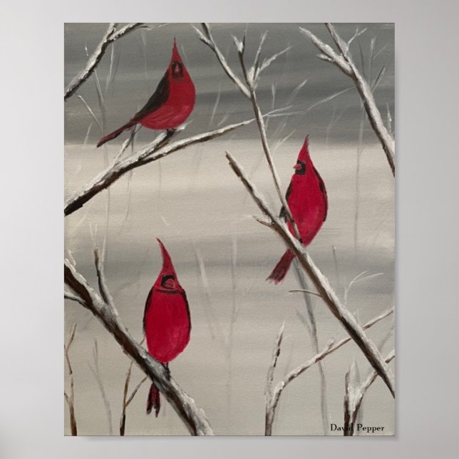 Poster Print with Cardinals (Front)