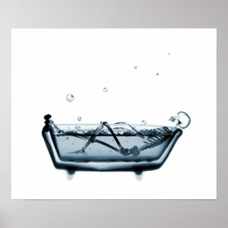 Poster/Print X-Ray Skeleton Bath White Blue Poster
