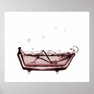 Poster/Print X-Ray Skeleton Bath White Red Poster