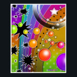 Poster, Prints - BIG BANG BLACK HOLES POP ART<br><div class="desc">A Cosmic BIG BANG Pop Art illustration with exploding planets, stars and black holes. I used this graphic on my Pop Art Skulls for Halloween! Feel free to insert a favourite photo and personalise!</div>