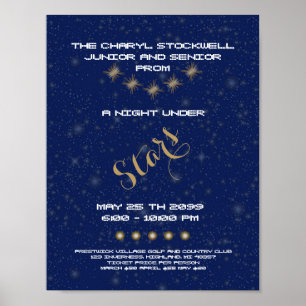 POSTER Prom senior Junior,Night Stars, blue, Stars