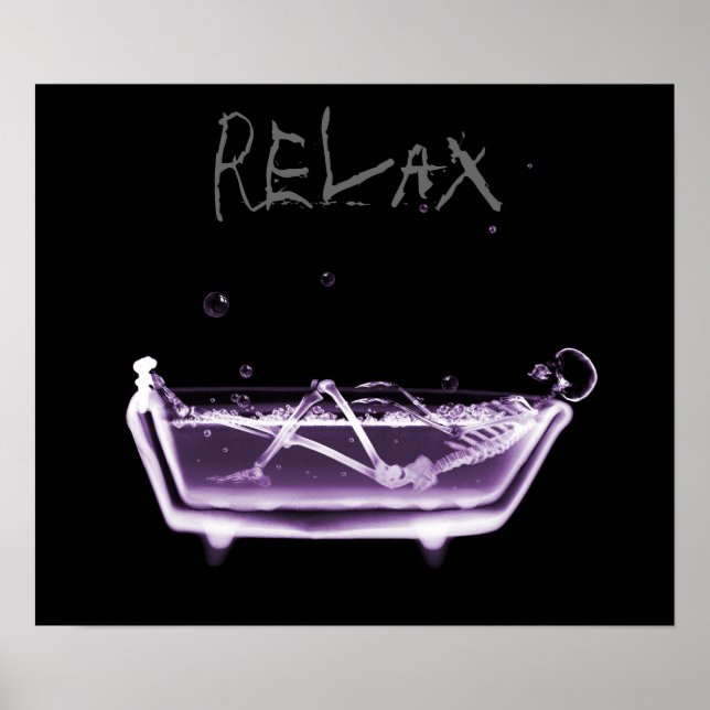Poster- Purple Relax X-Ray Skeleton Bath Time Poster (Front)