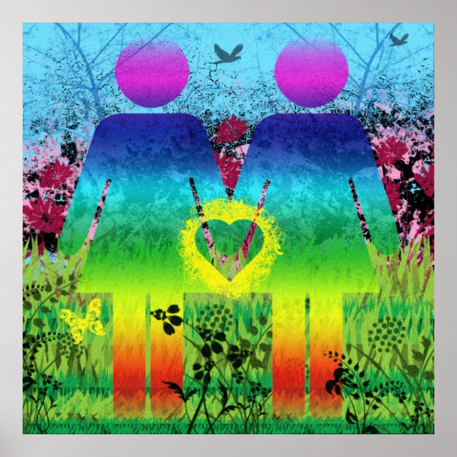 Poster Rainbow Grunge Love Abstract (Front)