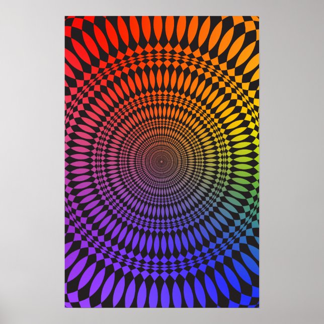 Poster: Rainbow Vertigo: Psychedelic Abstract Poster (Front)