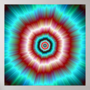 Poster Red and Blue Exploding Doughnut
