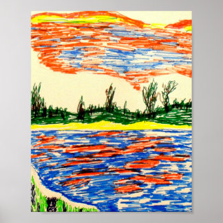 Poster: Reflective view of the sky and sea. Poster