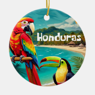 Poster Retro Viaje from Honduras Ceramic Tree Decoration