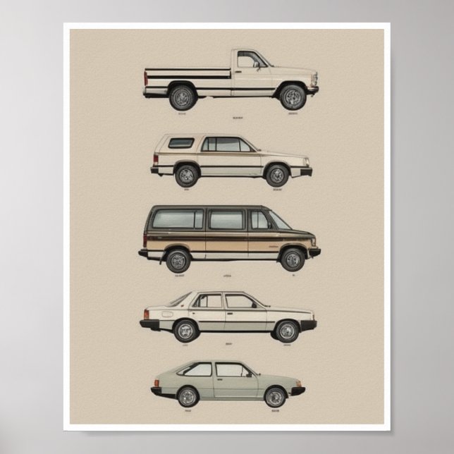 Poster Retro Vintage Cars Downloadable Print (Front)