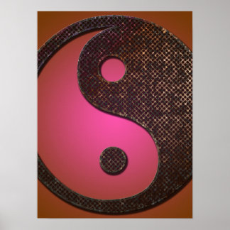 Poster, Rusted Grungy Metal Yin Yang Symbol 2 Poster