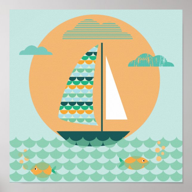 Poster, Segelboot, Kinderzimmer, Bild, Druck Poster (Front)