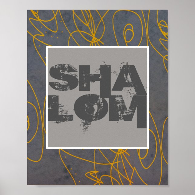poster Shalom on yellow and gray abstract art (Front)