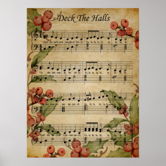 Poster-Sheet Music Art-Deck the Halls Poster