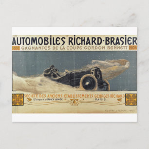 Poster showing Automobiles Richard-Brasier winning Postcard
