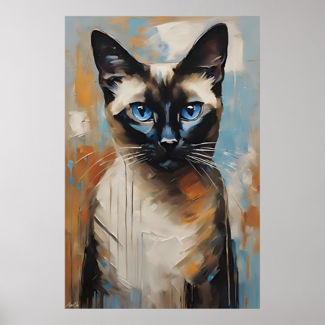 Poster | Siamese Cat | Oil Painting Style  (Front)