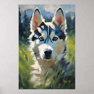 Poster   Siberian Husky Puppy   Oil Painting Style