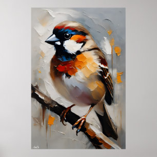 Poster   Sparrow   Oil Painting Style 
