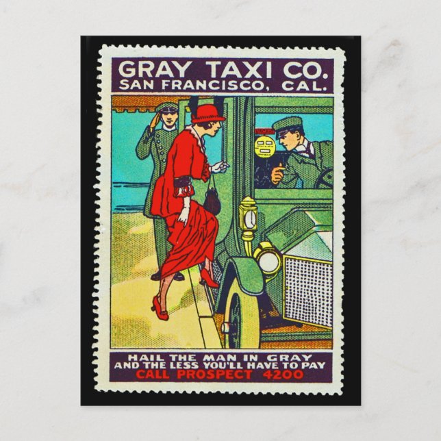 Poster Stamp Postcard Grey Taxi Co. SF (Front)