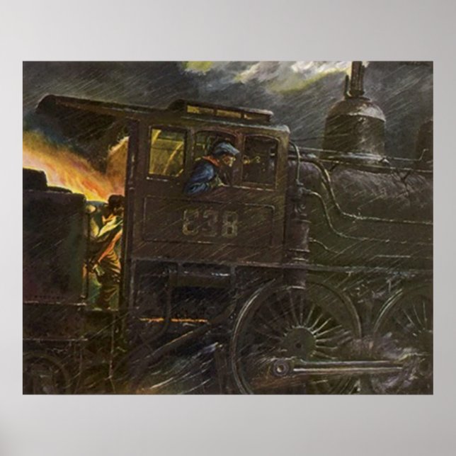 POSTER ~ Stormy Night Train ~ Stoking The Flames (Front)