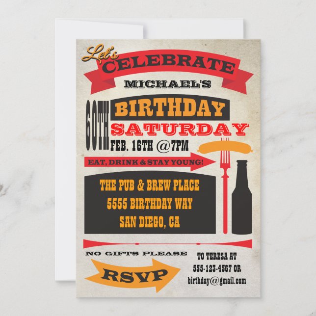Poster Style 60th Birthday Celebration Invitations (Front)