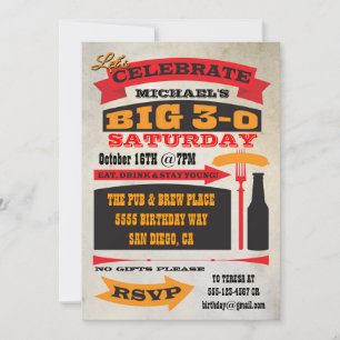 Poster style BIG 30 birthday party invitations