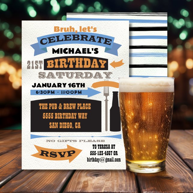 Poster Style Bruh Beer Birthday Celebration Invitation (Creator Uploaded)