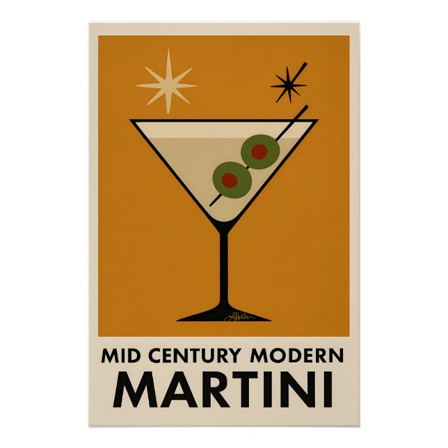 Poster Style Mid Century Modern Martini (Front)