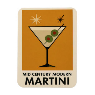 Poster Style Mid Century Modern Martini Magnet