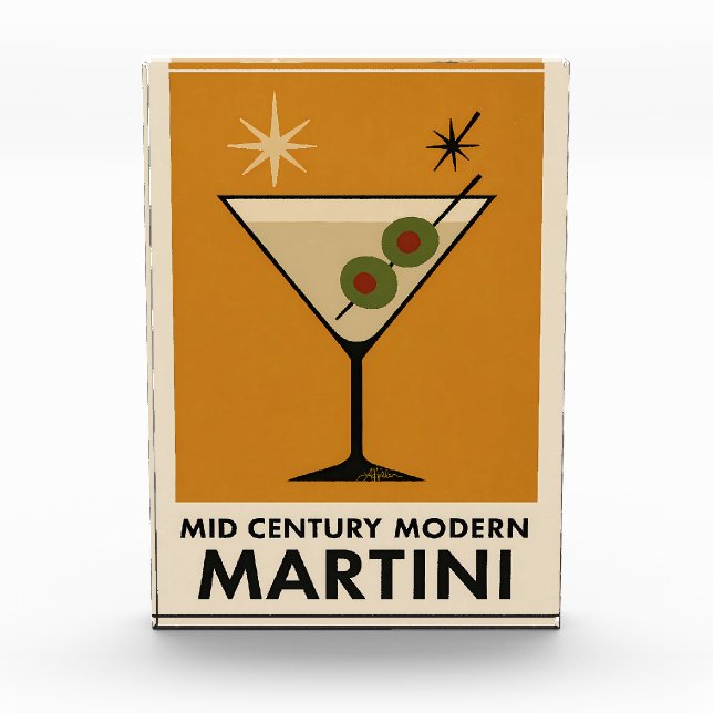 Poster Style Mid Century Modern Martini Photo Block (Front)