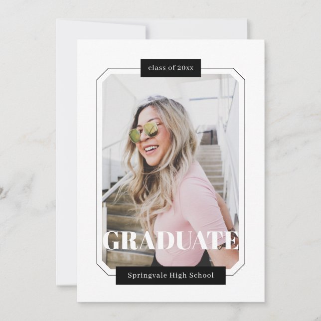Poster Style Minimalist Modern Graduation Photo Announcement (Front)